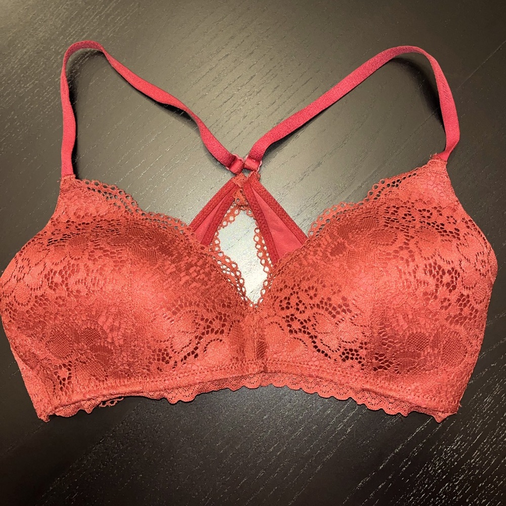 Aerie Burgundy Lace Wireless Bra 34C